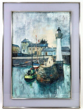 Bernard Lignon (French) Original Painting Oil On Canvas Signed Framed - Port