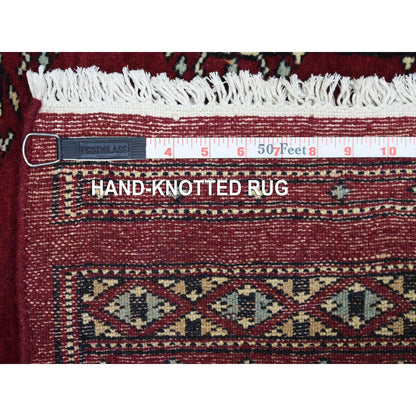 2'7"X3'9" Extra Soft Wool Hand Knotted Mori Bokara Deep And Rich Red Rug