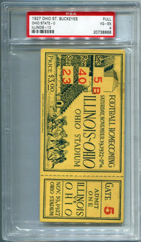 1927 Ohio St.Buckeyes Vs. Illinois Full Football Ticket Psa 4