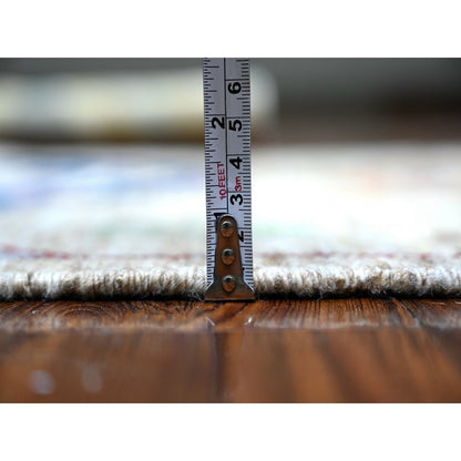 3'X11'4" Gray Anatolian Village Inspired Bird Figurines Hand Knotted Rug