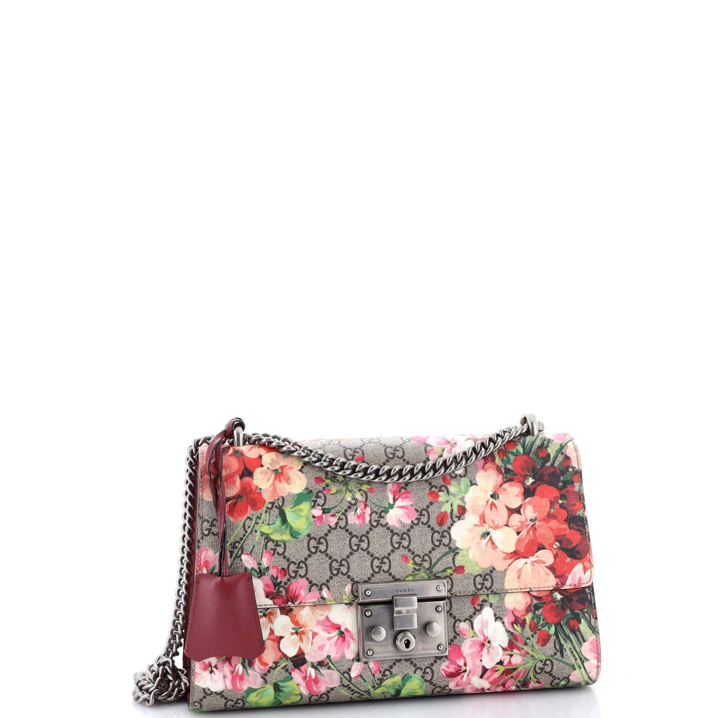 Gucci Padlock Shoulder Bag Blooms Print Gg Coated Canvas Medium