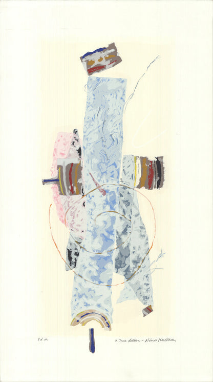 Artist Unknown Untitled Signed " Serigraph Abstract Blue, Yellow