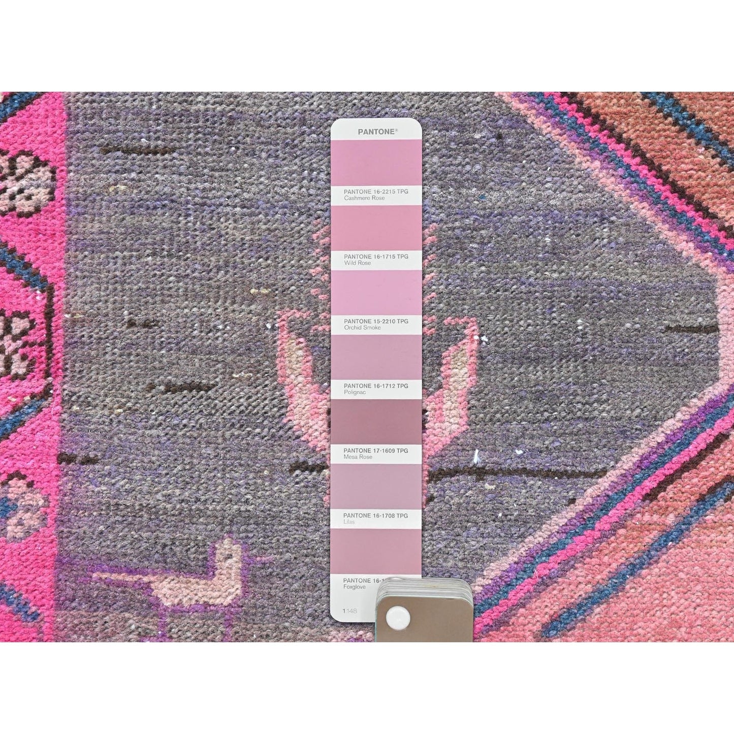 3'7"X10'1" Brown Vintage Farsian Heris Hand Knotted Pure Wool Runner Rug