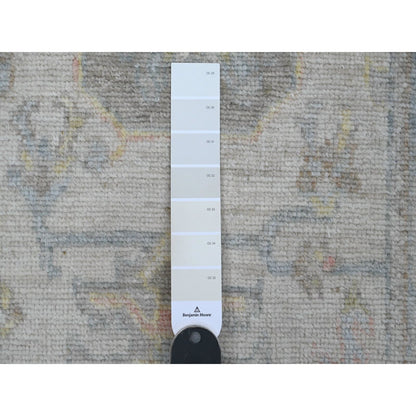 2'10"X15'9" White Hand Knotted Angora Oushak Leaf Design Wool Runner Rug