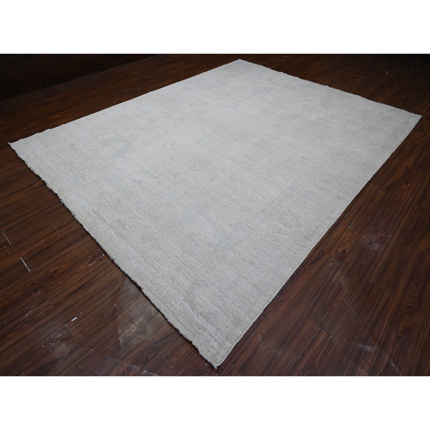8'10"X11'4" Winter White Vegetable Dyes Afghan Angora Oushak Oriental Rug