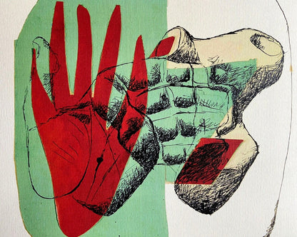 Le Corbusier Lithograph "Hand And Stone" Hand Numbered Coa Signature