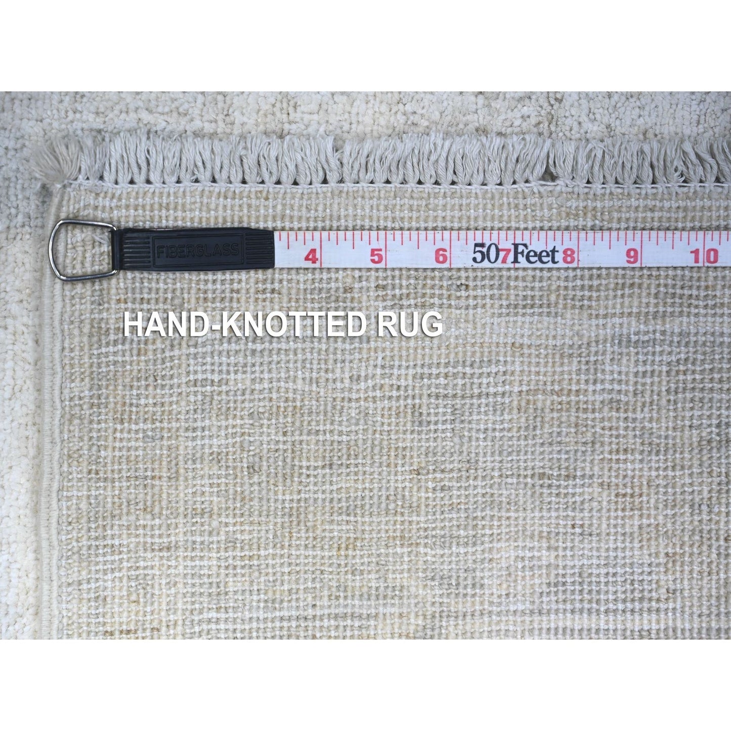 3'10"X5'7" Ivory Washed Out Peshawar Faded Designs Wool Hand Knotted Rug