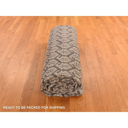 11'8"X15' Carbon Gray Turkish Knot Oushak Wool Hand Knotted Oversized Rug