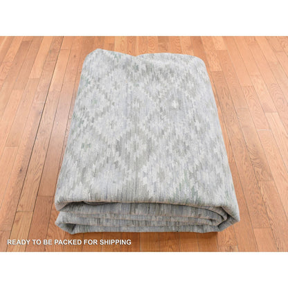 9'10"X14' Ivory Pure Silk With Wool Fluffy Collection Hand Knotted Rug