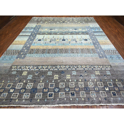 10'x13'8" Space Gray Afghan Kashkuli Soft Wool Hand Knotted Rug