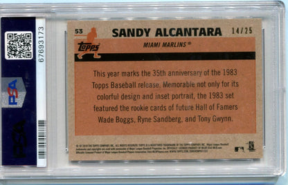 2018 Topps Silver Pack Sandy Alcantara '83 Chrome Promo Psa 9 14/25 #53