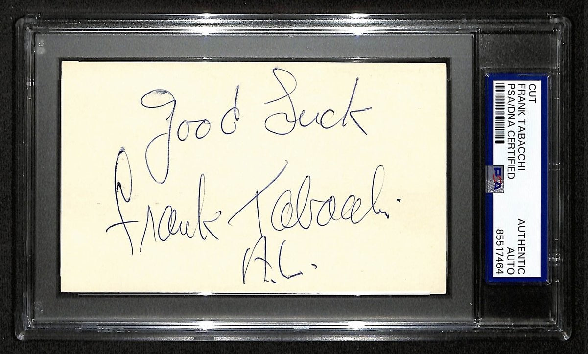 Frank Tabacchi Signed/Inscr Cut On 3X5 Index Card Al Umpire Psa/Dna 196997