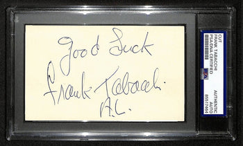 Frank Tabacchi Signed/Inscr Cut On 3X5 Index Card Al Umpire Psa/Dna 196997