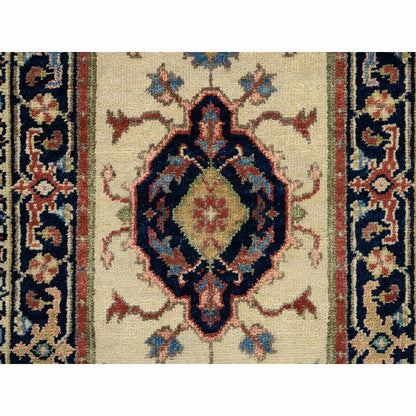 2'5"X19'9" Ivory Hand Knotted Heris Revival Pliable Wool Xl Runner Rug