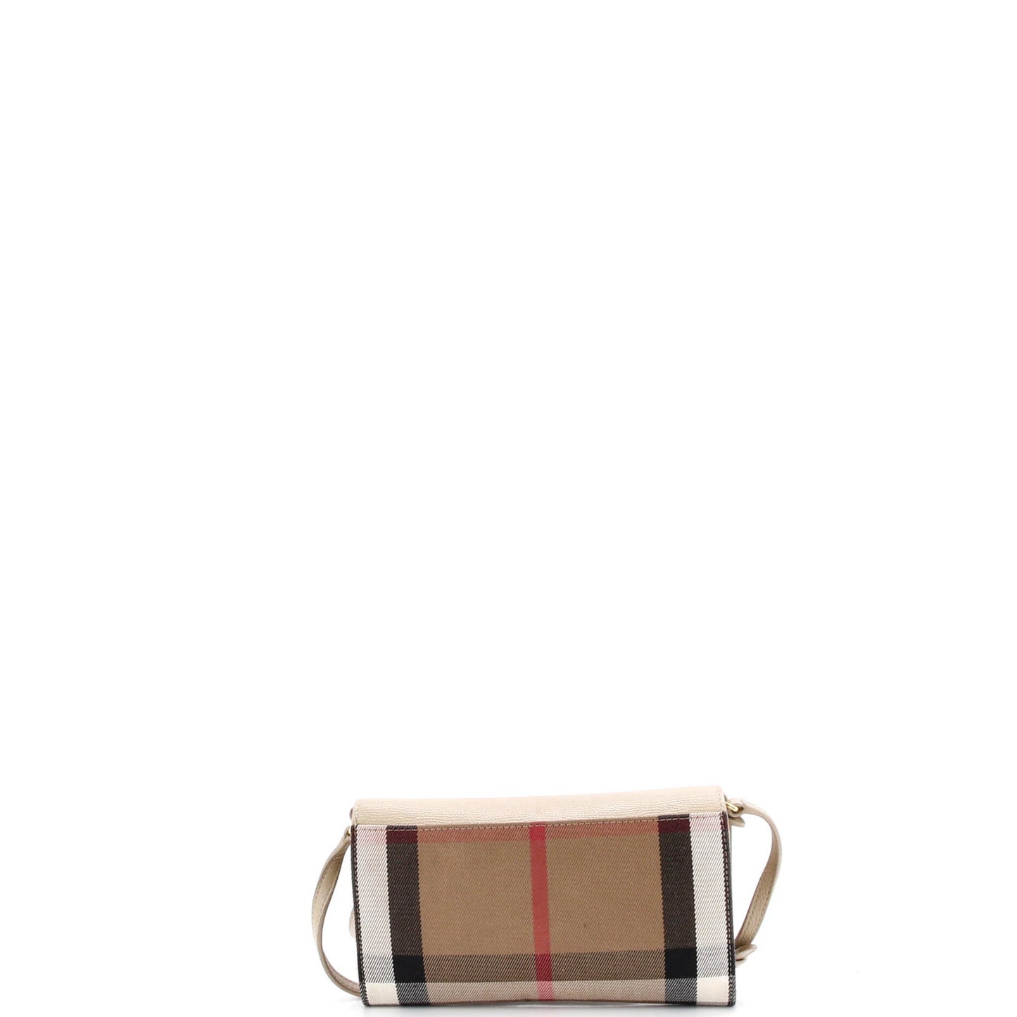 Burberry Hannah Envelope Wallet On Strap Leather And House Check Canvas
