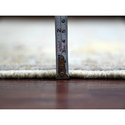 8'9"X12' Gray Pure Wool Rug Hand Knotted Afghan Angora Oushak Leaf Pattern