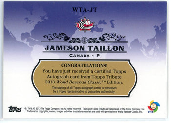 Jameson Taillon Autographed 2013 Topps Tribute Wbc Refractor Card #Wta-Jt