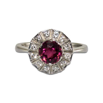 Platinum Pink Tourmaline And Diamond Halo Ring