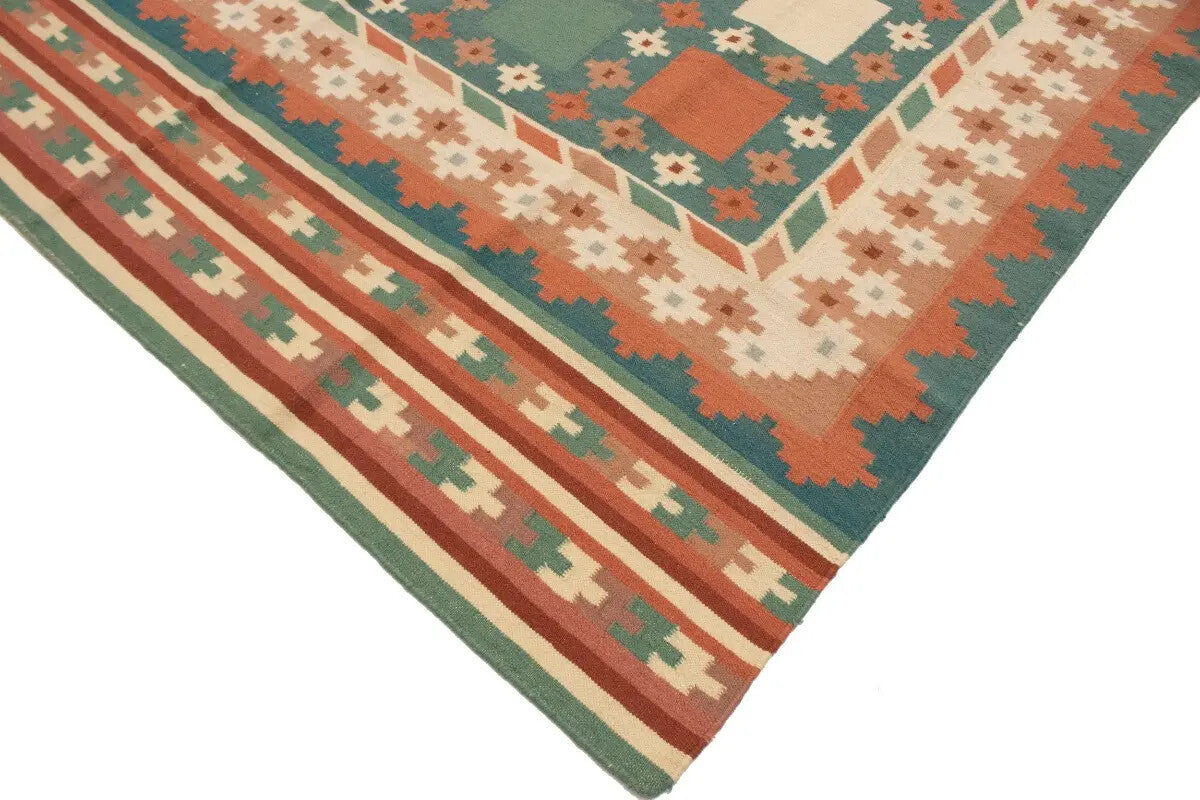 Geometric Dhurrie Rug Reversible Flat-Weave