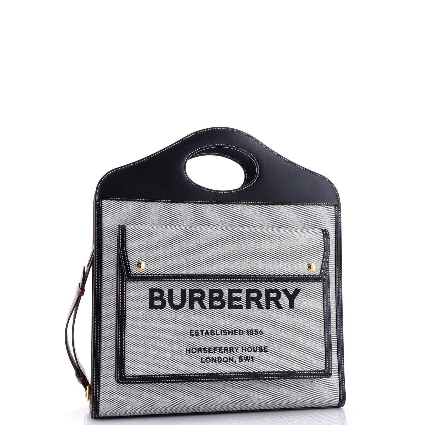 Burberry Logo Pocket Tote Canvas With Leather Medium