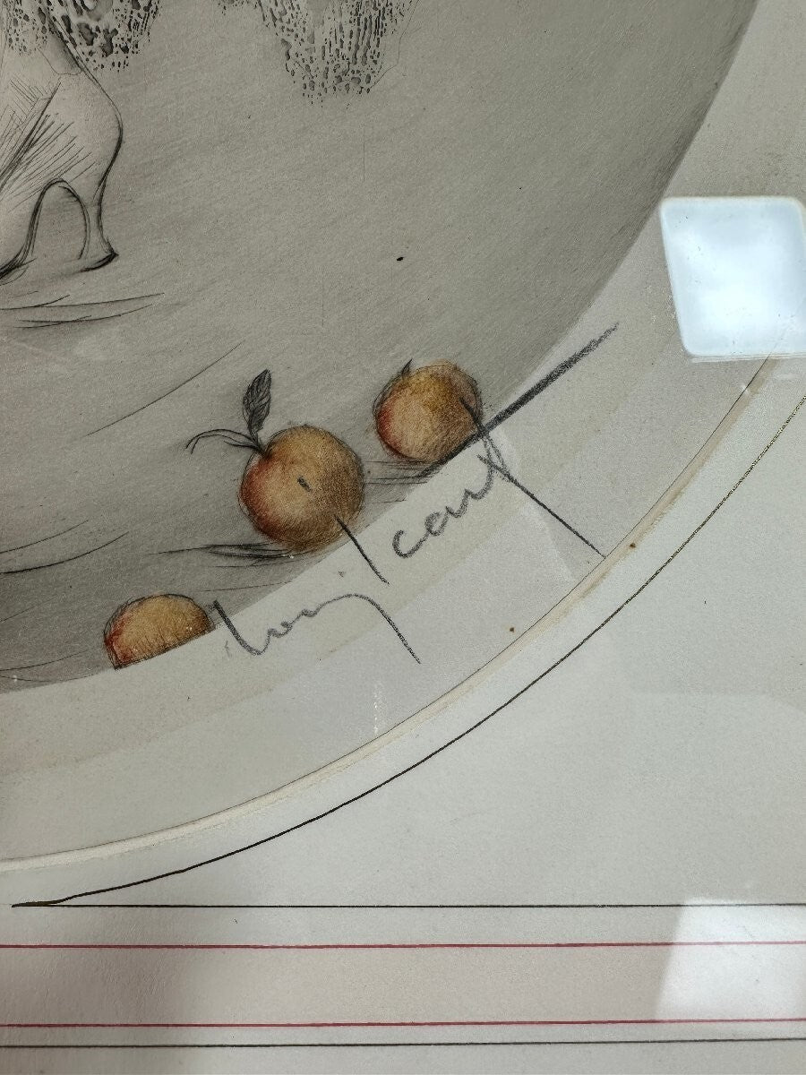 Louis Icart - Spilled Apple - Original Etching Singed Framed