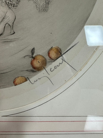 Louis Icart - Spilled Apple - Original Etching Singed Framed