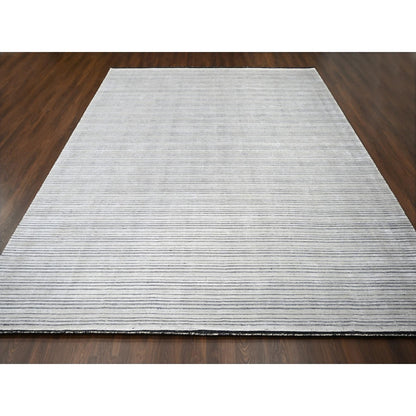 12'1"X15'1" Ivory Modern Design Wool & Silk Hand Loomed Oversized Rug