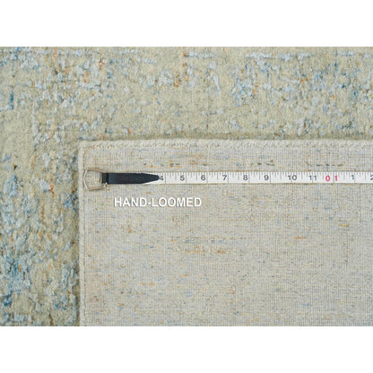 2'6"X10' Gray Fine Jacquard Hand Loomed Wool And Silk Runner Rug