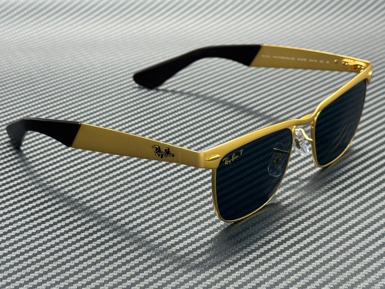 RAY BAN RB3875 92763R Gold Blue Polarized Unisex 53 mm Sunglasses