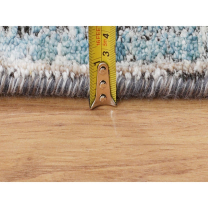 2'8"X6'1" Silk With Textured Wool Hi-Low Pile Handknotted Runner Fine Rug