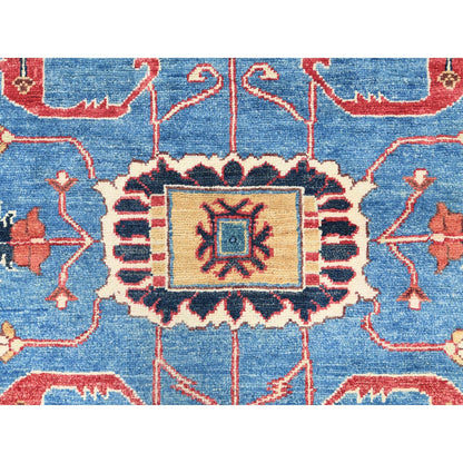 9'10"X13'6" Blue Afghan Peshawar Heris Wool Hand Knotted Oriental Rug
