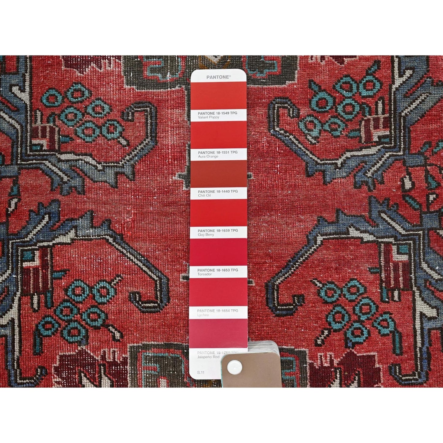 2'5"X9'6" Red Vintage Zoroastrian Tebraz Hand Knotted Pure Wool Runner Rug