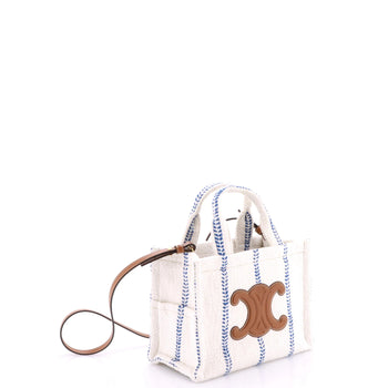 Celine Cabas Thais Tote Triomphe Striped Textile Small