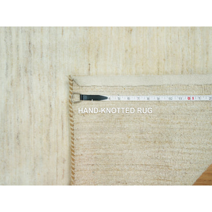 2'5"X8'2" White Plain Luxurious Pure Wool Hand Knotted Runner Rug
