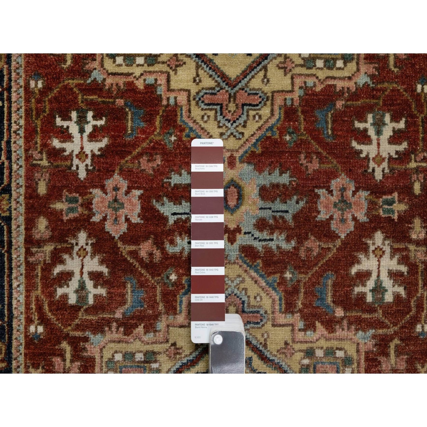 2'10"X6' Chili Red Hand Spun Wool Heris Revival Hand Knotted Runner Rug