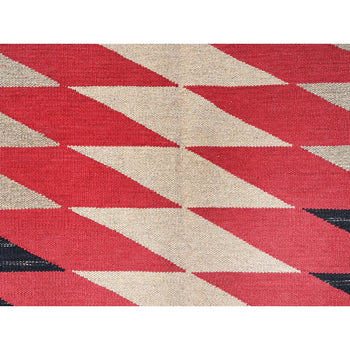 8'X10' Ivory Pure Wool Rug American Indian Southwest Hand Woven Flat Weave