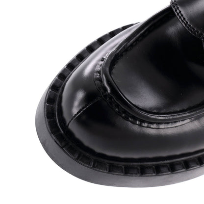 Prada Women'S Triangle Logo Loafers Spazzolato Leather