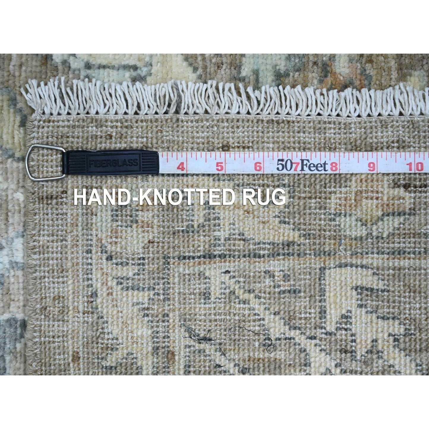 2'8"X19'4" Brown Washed Peshawar Leaf Design Hand Knotted Wool Runner Rug