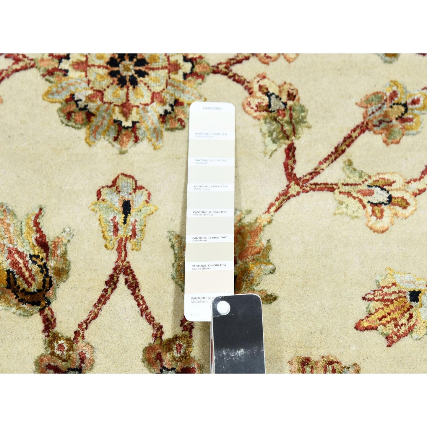 8'1"X10' Ivory Rajasthan Design Wool And Silk Hand Knotted Rug