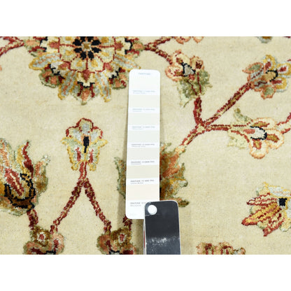 8'1"X10' Ivory Rajasthan Design Wool And Silk Hand Knotted Rug