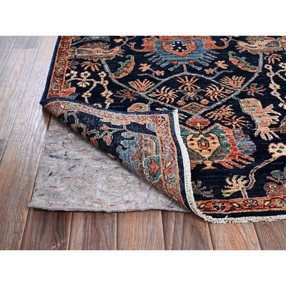 3'X4'10" Midnight Blue Heris All Over Design Hand Knotted Soft Wool Rug