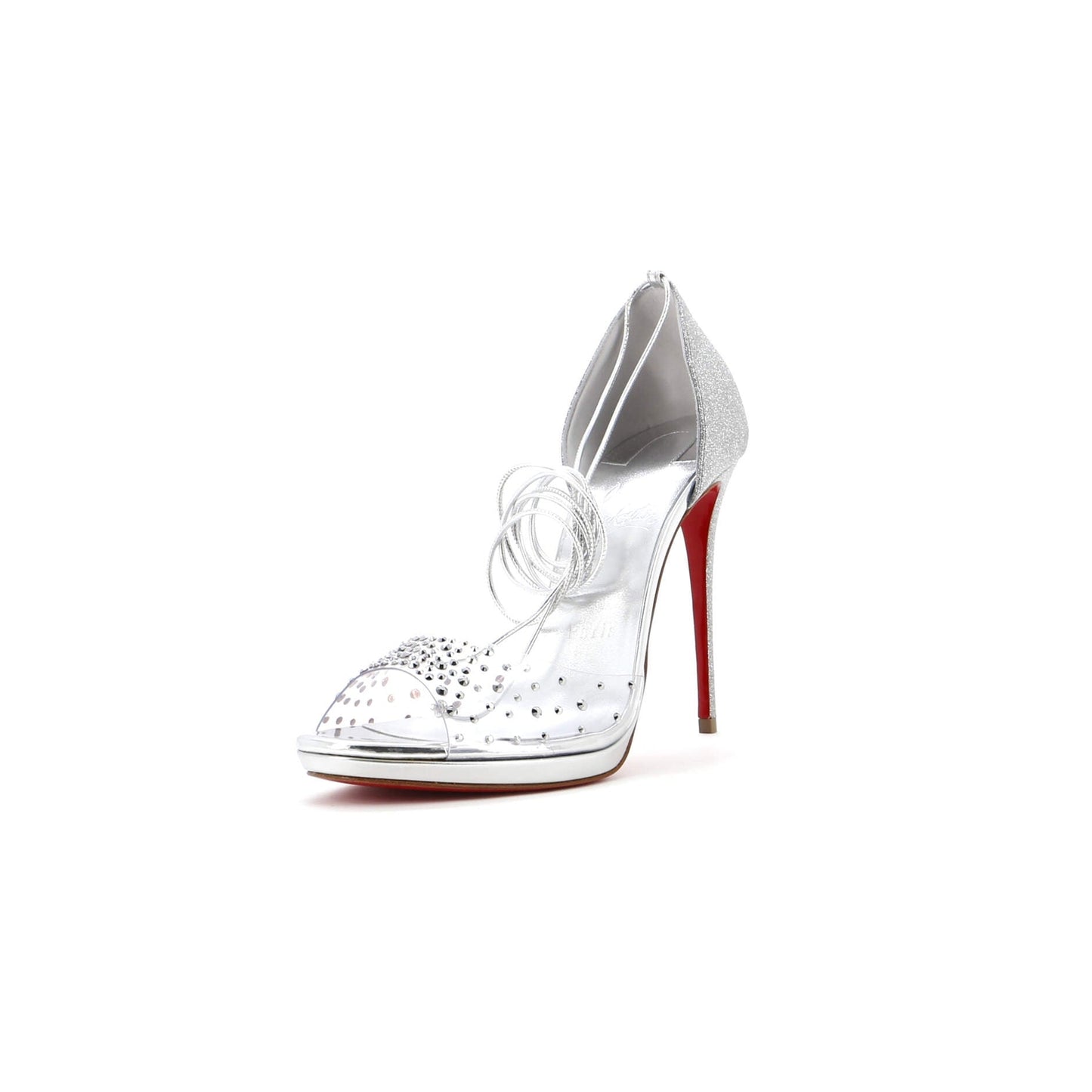 Christian Louboutin Women'S Degratina Frou Heeled Sandals Glitter Leather