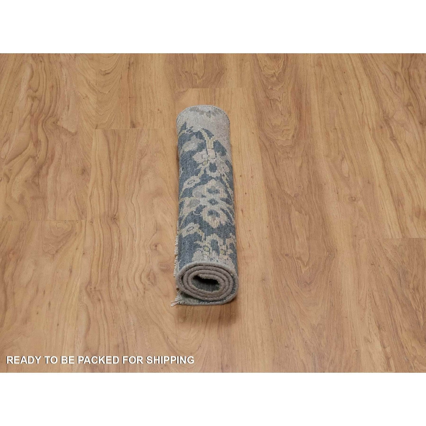 2'X3'1" Blue Broken Pattern Oushak Design 100% Wool Hand Knotted Mat Rug