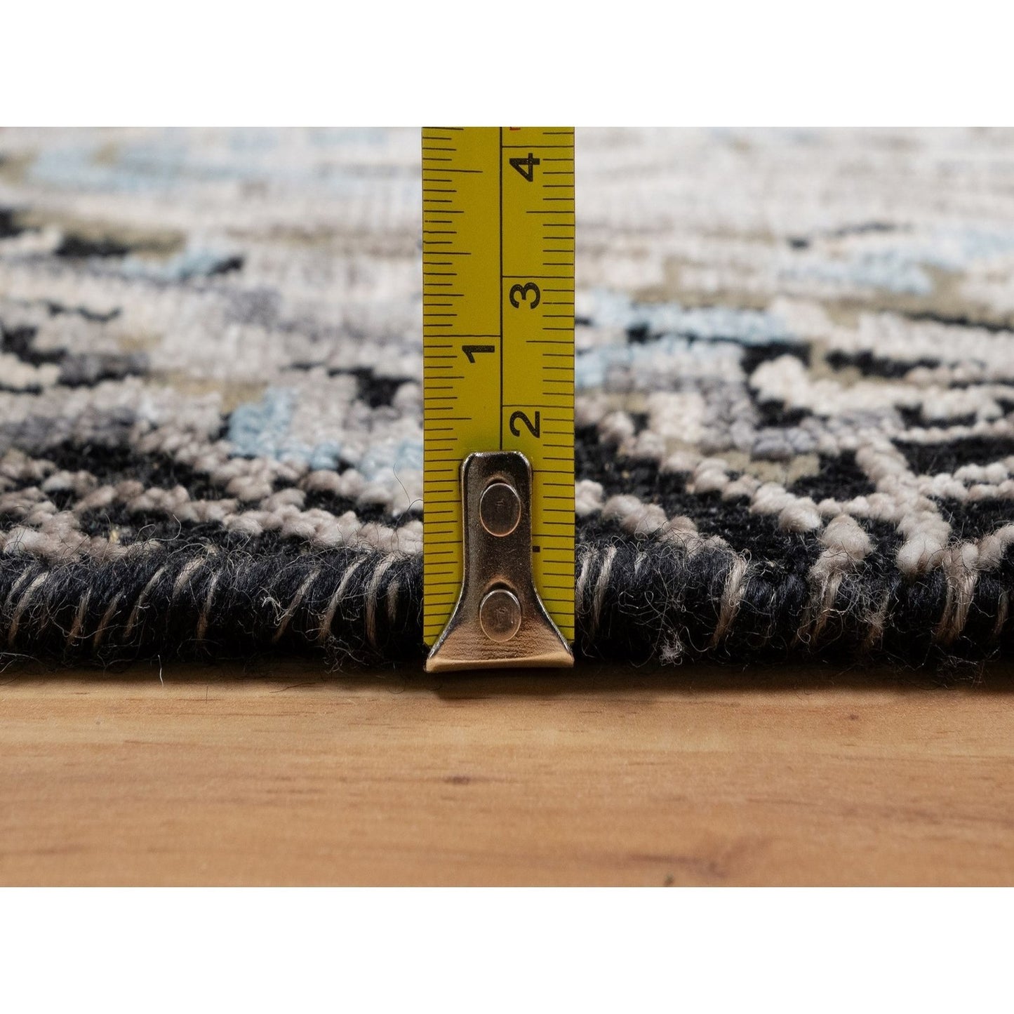 2'X3' Black The Maharaja Lion Novelty Mat Rug Wool And Silk Hand Knotted