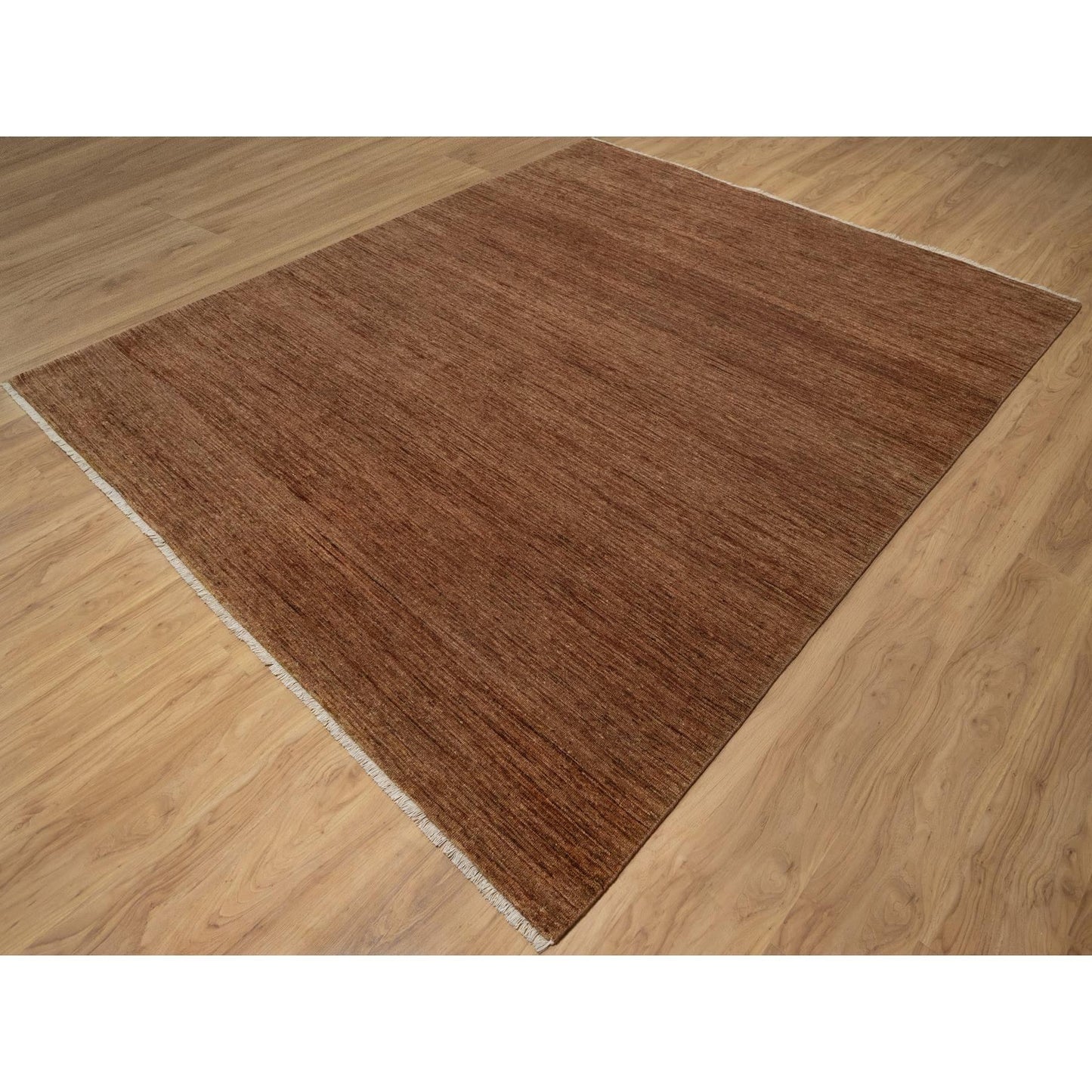 8'2"X10' Chocolate Brown Plain Solid Design 100% Wool Hand Knotted Rug