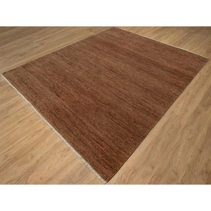 8'2"X10' Chocolate Brown Plain Solid Design 100% Wool Hand Knotted Rug