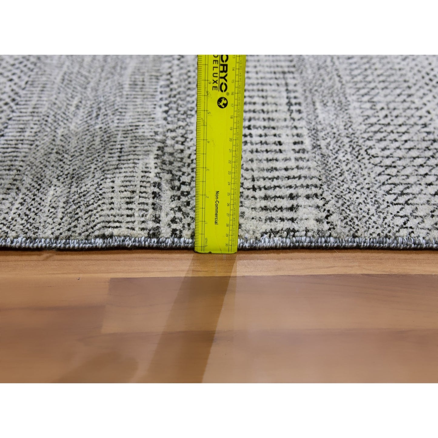 3'X4'10" Stone Eagle Gray Undyed Wool Grass Design Hand Knotted Rug