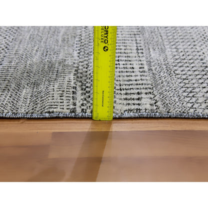 3'X4'10" Stone Eagle Gray Undyed Wool Grass Design Hand Knotted Rug