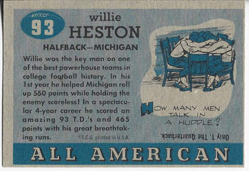 Willie Heston 1955 All American Card