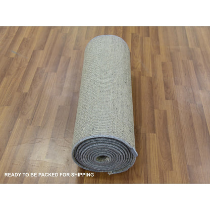 2'5"X18'6" Scorpion Gray Undyed Wool Hand Knotted Xl Runner Grass Rug